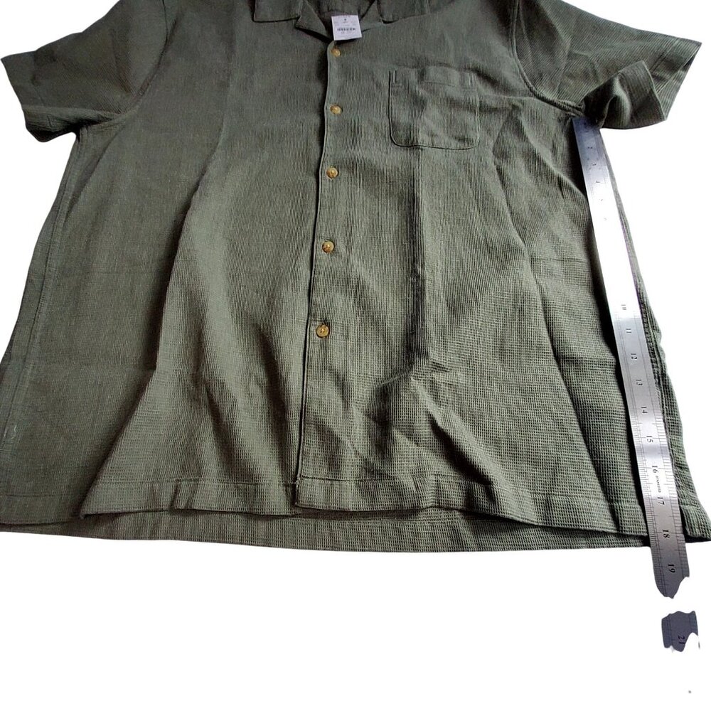 J.Crew Mens  Size XXL Olive Waffle Knit Short Sleeve Shirt With Chest Pocket - Picture 6 of 10